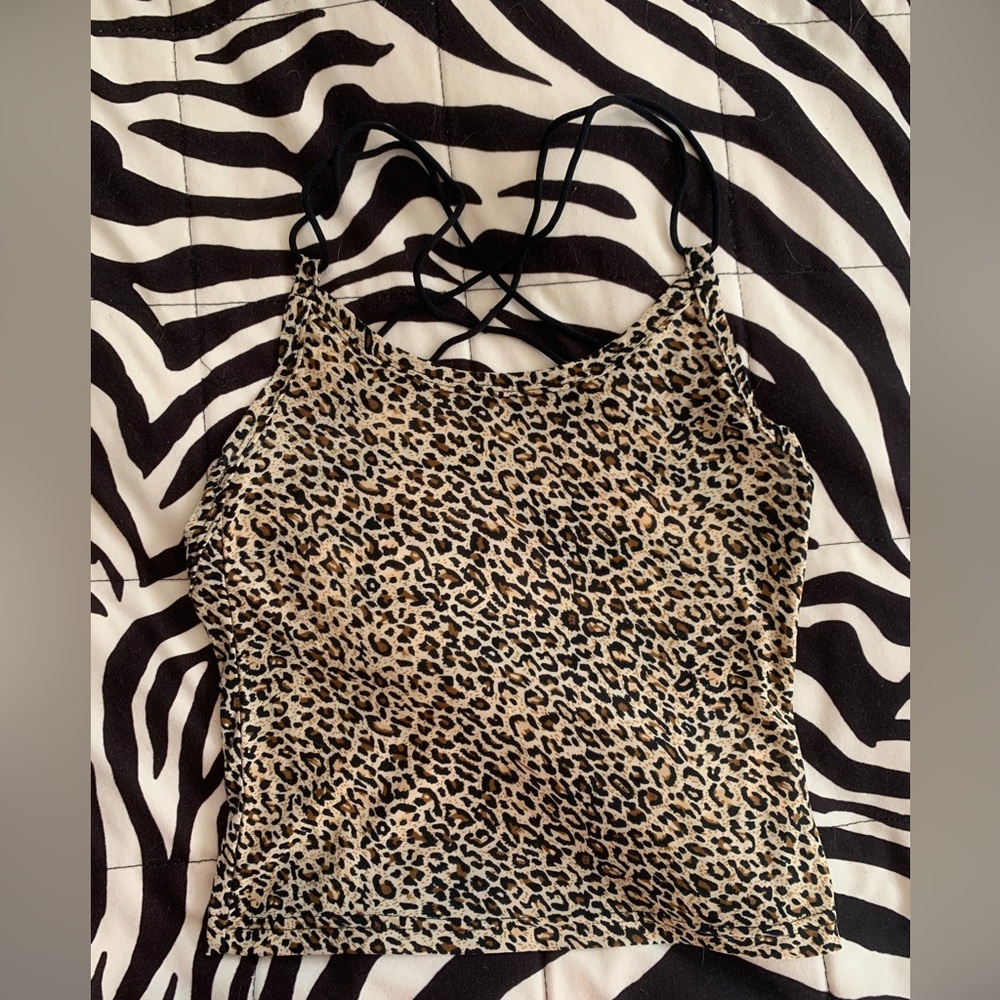 Shein Racerback Cheetah Cropped Tank Top